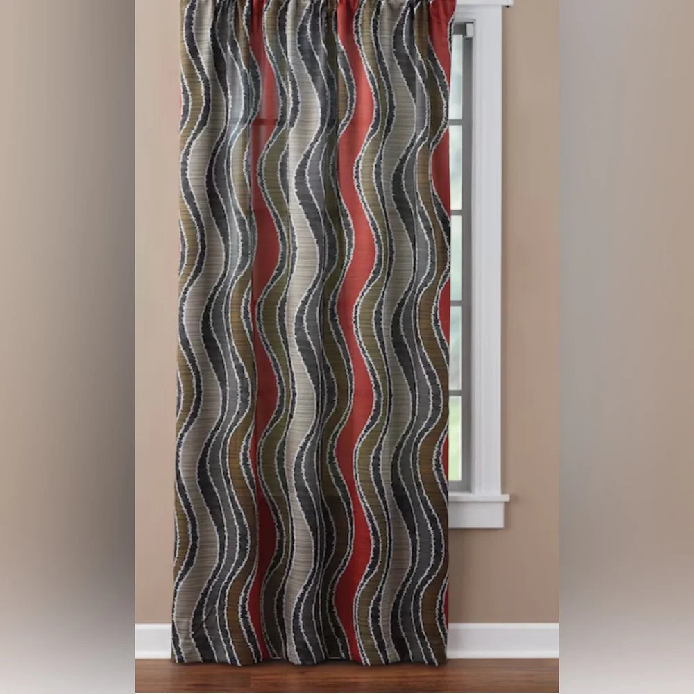 Wave Pattern 2-panel Room-Darkening Grommet Header Curtains #1010255A